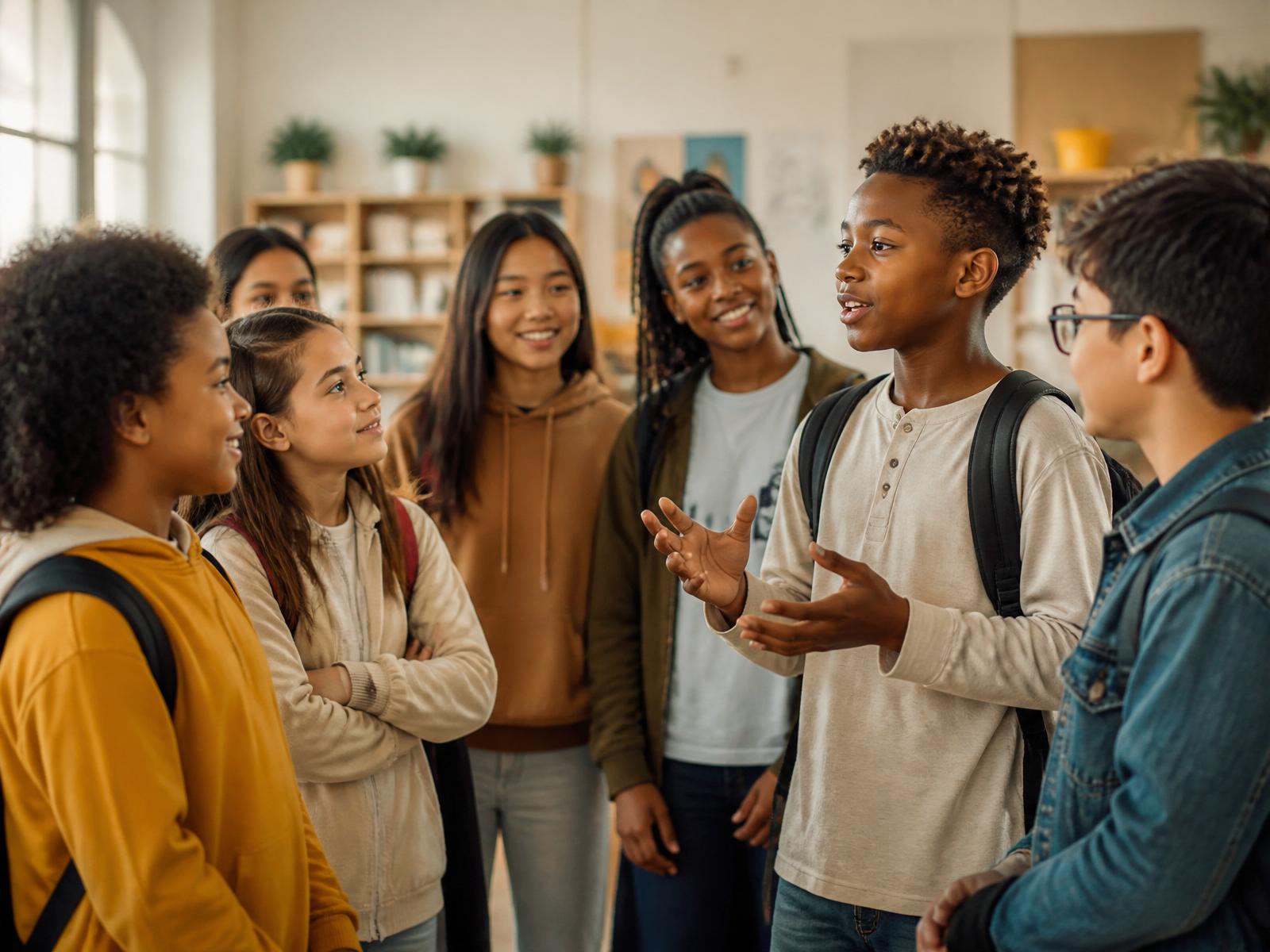 Diverse group of confident children learning together